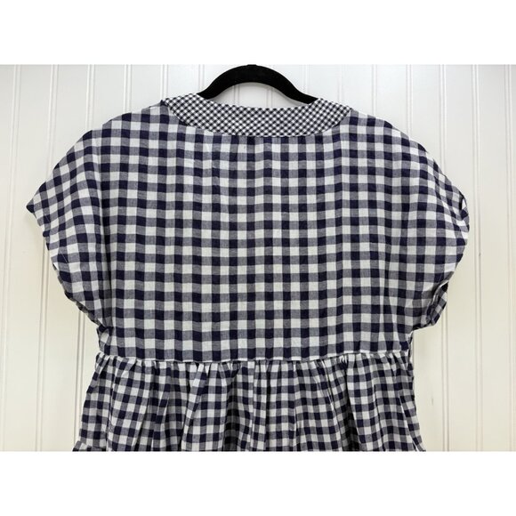 Anthropologie 11 1 TYLHO Navy Blue Gingham Check A-Line Dress Cottagecore XS NWT - Picture 7 of 8